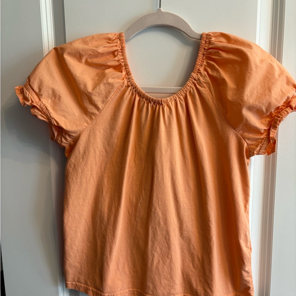 J. Crew Coral Orange Short Sleeve Ruffle Top